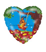Шар надувной Сердце 18' / Глянцевый / собака на качелях